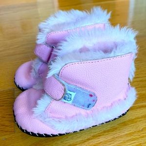 Pediped pink, furry boots.